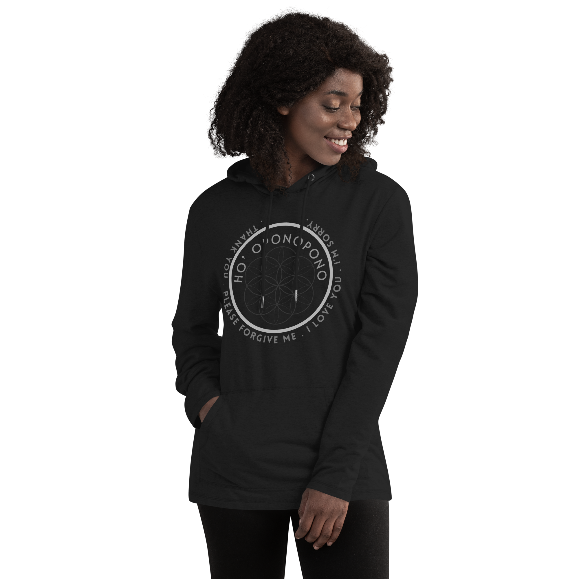 HO' OPONOPONO SACRED GEOMETRY Unisex Lightweight Hoodie