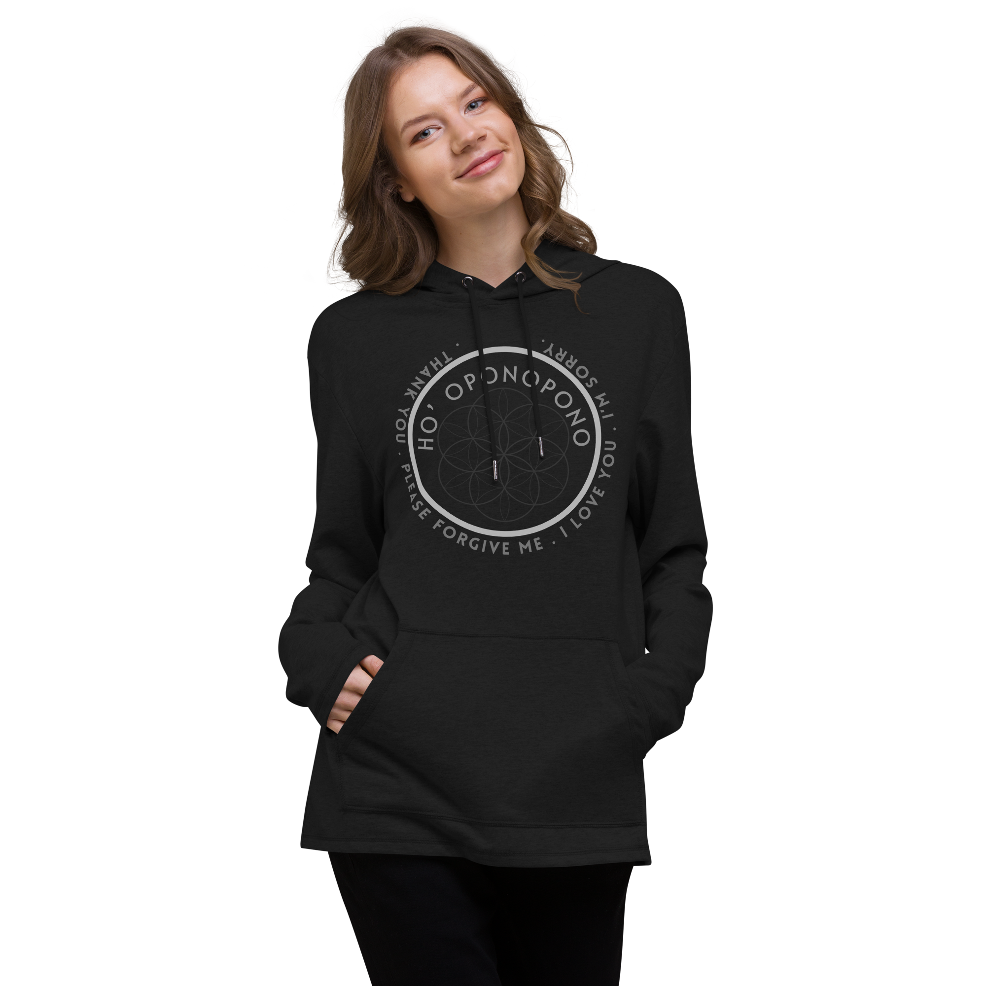 HO' OPONOPONO SACRED GEOMETRY Unisex Lightweight Hoodie